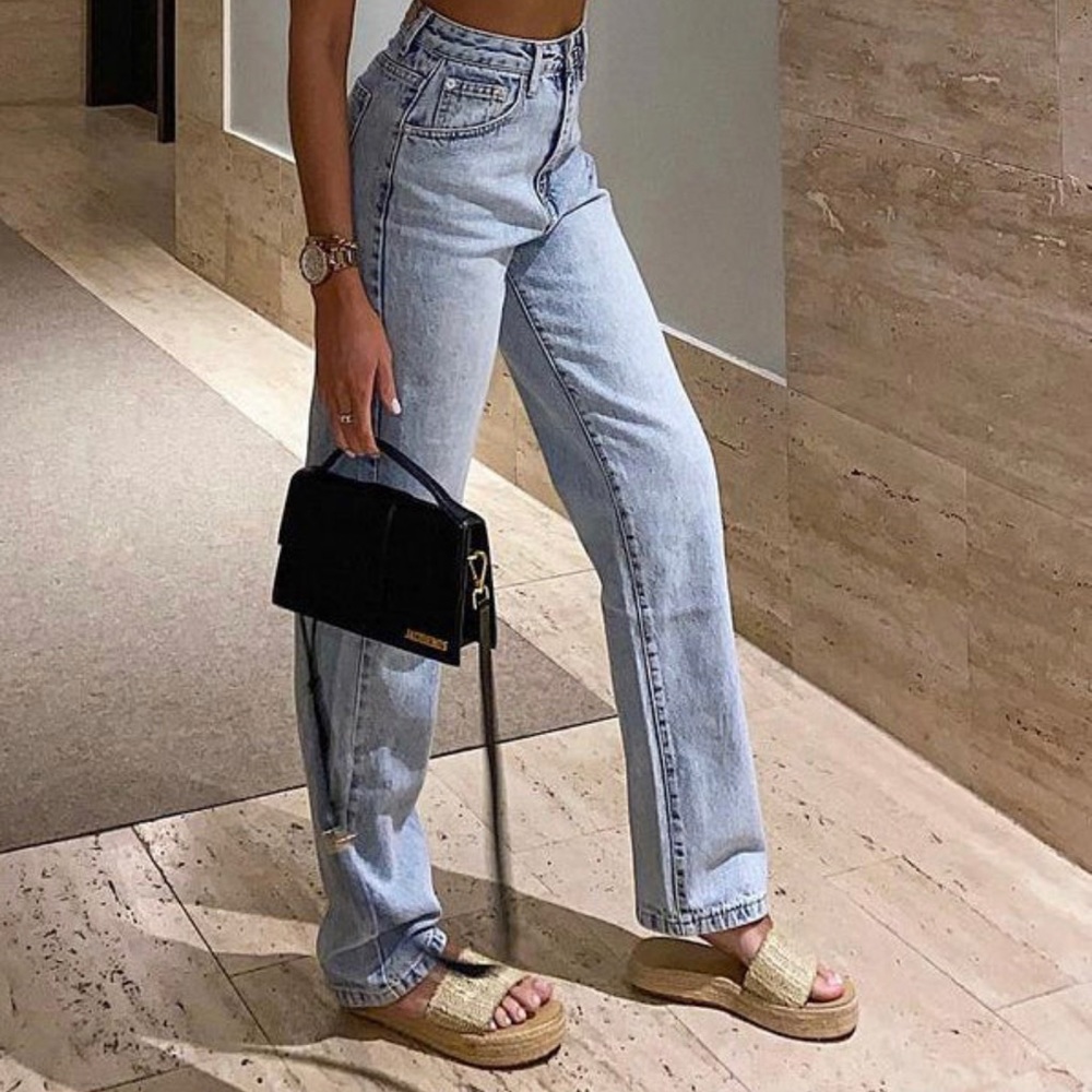 Light wash straight leg jeans